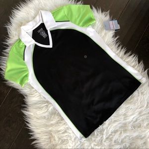 Izod Golf Shirt, Black, White & Green